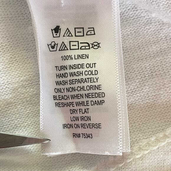 Tahari 100% Linen White Open Front Cardigan Hooded Sz 1X Beachy Coverup Summer - Picture 7 of 8